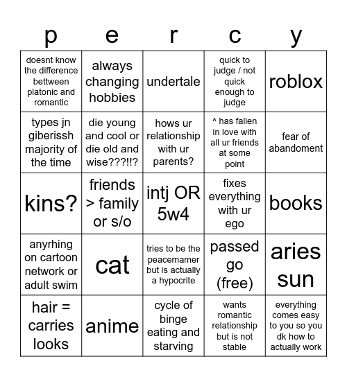 im a literal walking red flag Bingo Card