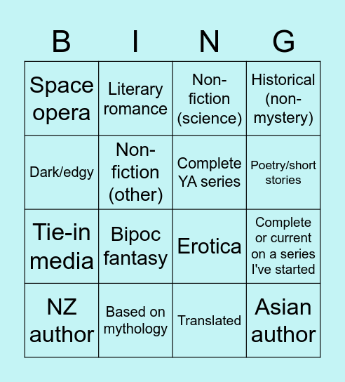 Books Bingo Card