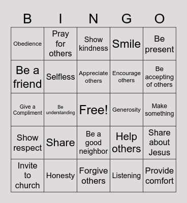 Loving Others Bingo Card