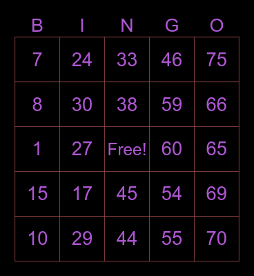 Cielo's card ♦️♠️ Bingo Card