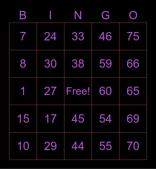 Cielo's card ♦️♠️ Bingo Card
