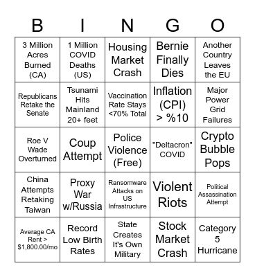 2022 Bingo Card