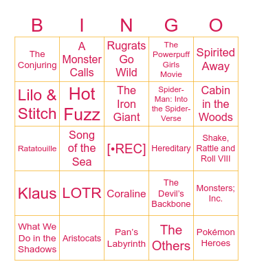 Movie??? Bingo Card