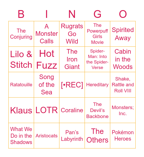 Movie??? Bingo Card