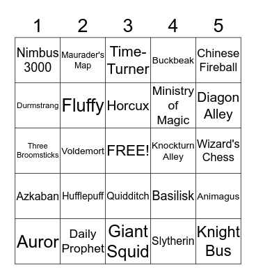 HARRY POTTER BINGO Card