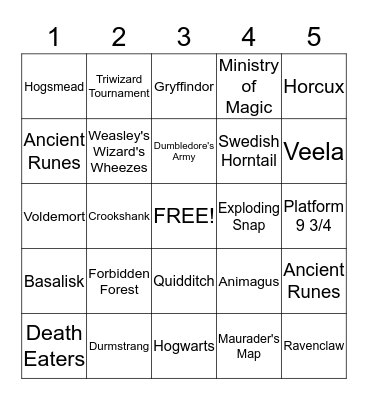 HARRY POTTER BINGO Card