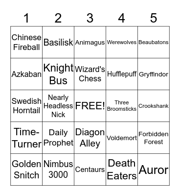 HARRY POTTER BINGO Card