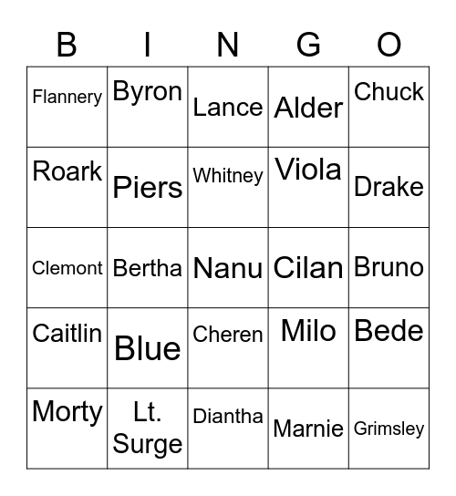 Jess [Gym Leaders & more] Round 2 Bingo Card