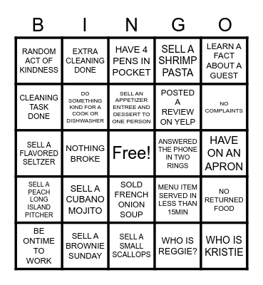 LUNCH Bingo Card