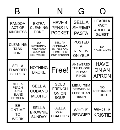 LUNCH Bingo Card