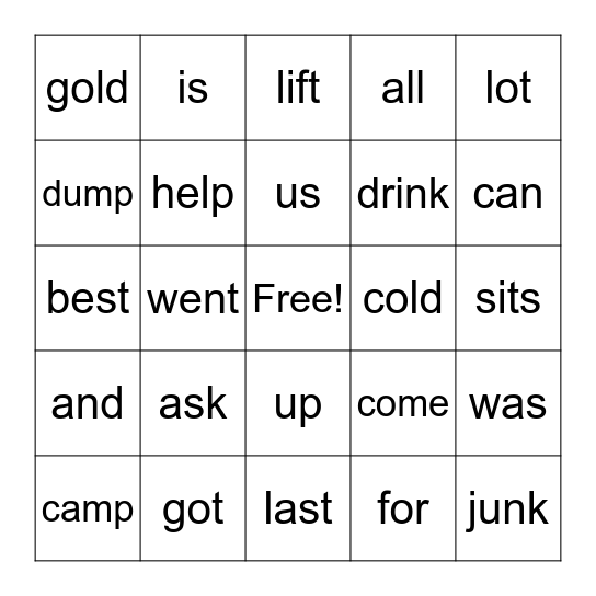 Charlotte Sight Words Bingo Card