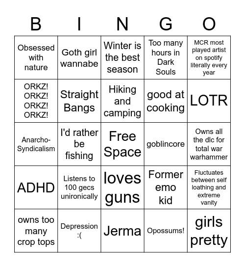 Zoë's Bingo! Bingo Card