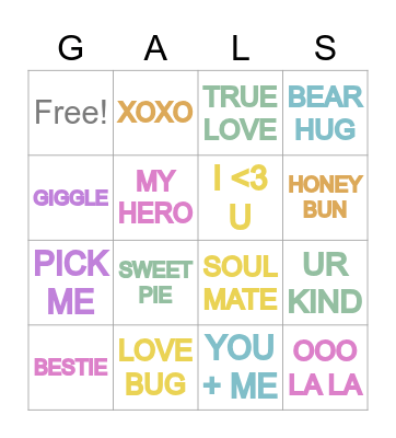 conversation hearts bingo Card