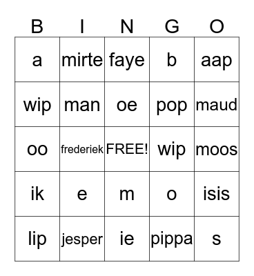 Pippa's Letter Bingo Card