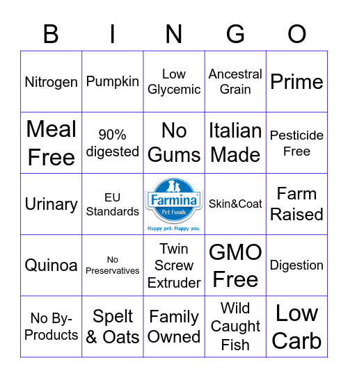 Farmina Bingo Card