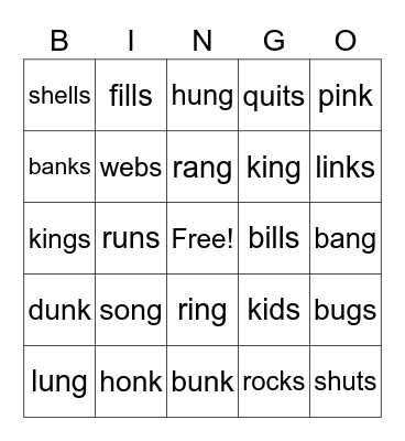 1st grade glued sounds and suffixes Bingo Card
