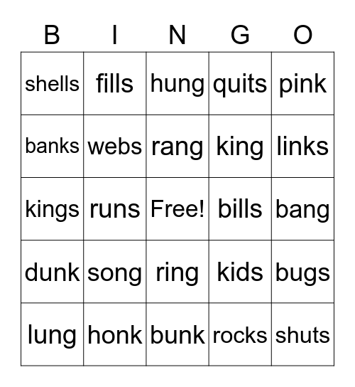 1st grade glued sounds and suffixes Bingo Card