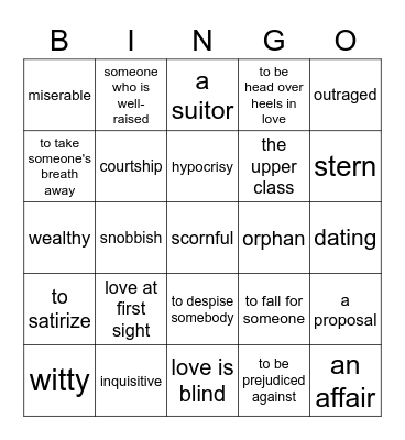 vocab Bingo Card