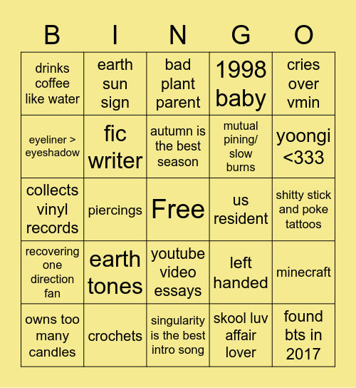 em aka maidnamgi Bingo Card