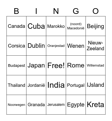 TOURISM BINGO Card