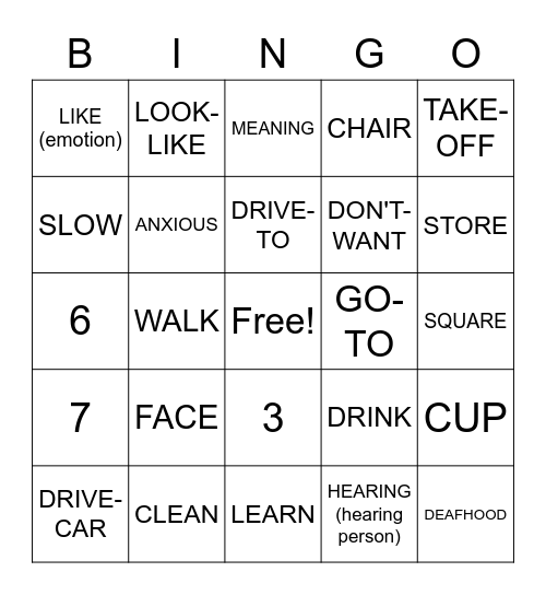 Chapter 1 Vocabulary Bingo Card