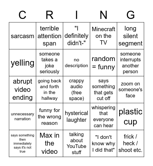 Spaghetti Person Bingo V2 Bingo Card