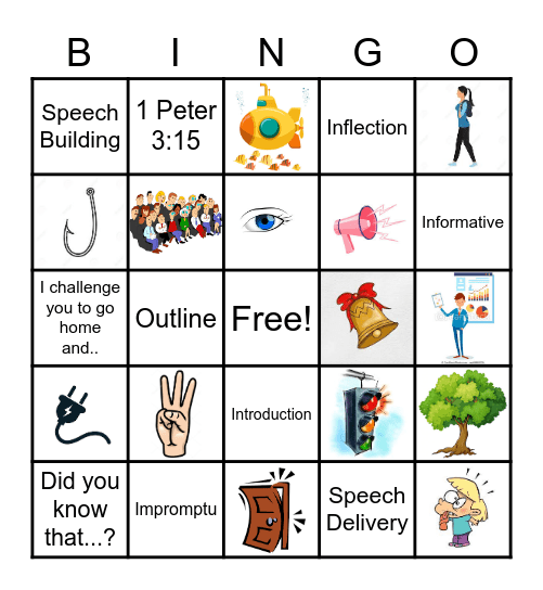 Public Speaking Bingo Card