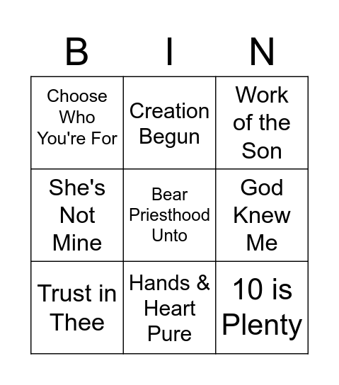 OT DM Bingo Card