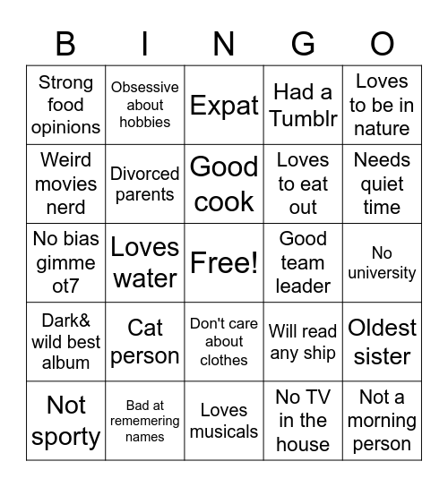 Ddaengbb Bingo Card