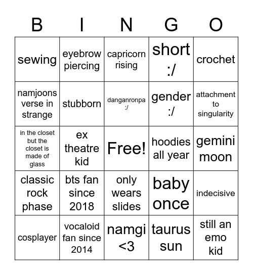 cameron lifebyrm bingus Bingo Card