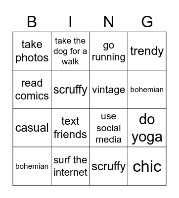 Link 7 Unit 3a Bingo Card