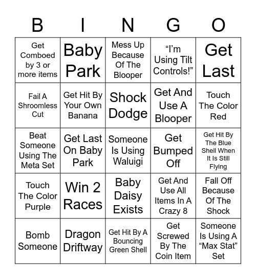 MK8 DX BINGO Card