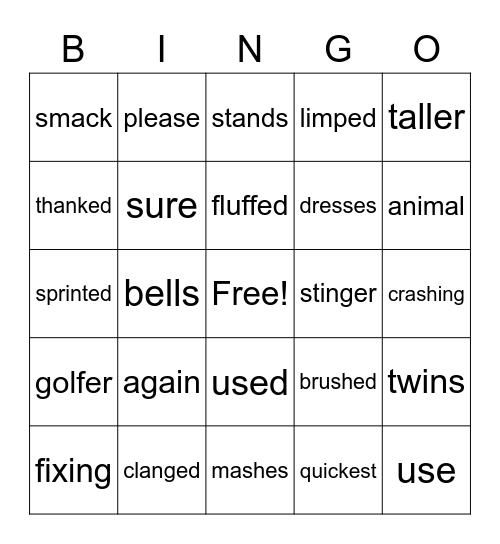 Fundations Level 2 Unit 4 Bingo Card