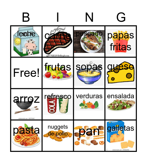 El almuerzo Bingo Card