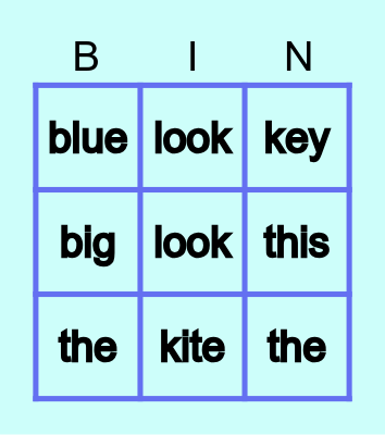 My sight words Bingo Card
