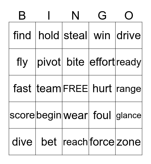 BASEBALL Bingo Card