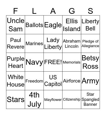 ******PATRIOTIC BINGO****** Bingo Card