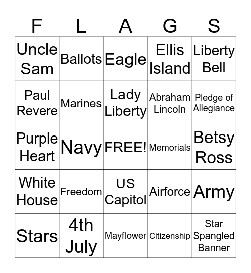 ******PATRIOTIC BINGO****** Bingo Card