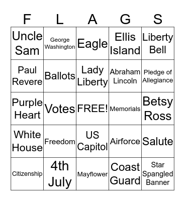 ******PATRIOTIC BINGO****** Bingo Card