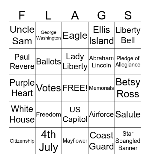 ******PATRIOTIC BINGO****** Bingo Card