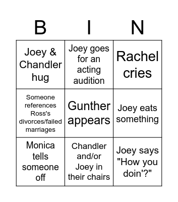 Friends Bingo Card