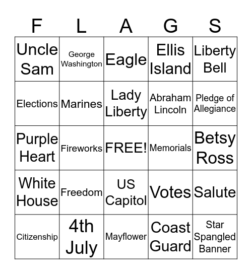 ******PATRIOTIC BINGO****** Bingo Card