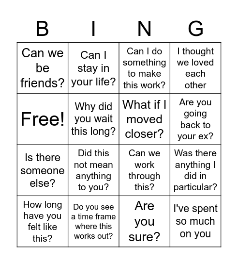 silly Bingo Card