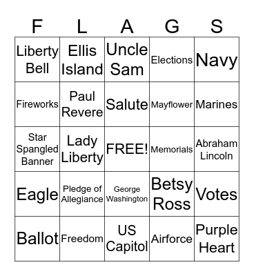 ******PATRIOTIC BINGO****** Bingo Card