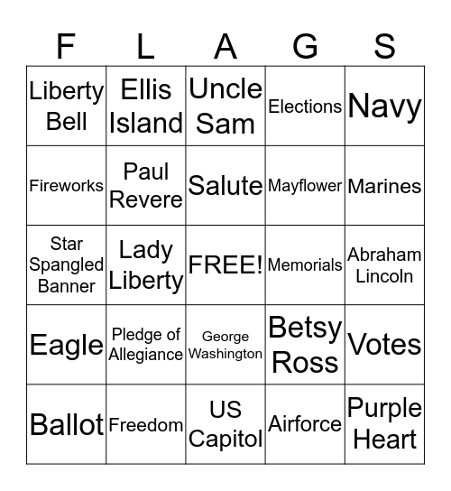 ******PATRIOTIC BINGO****** Bingo Card