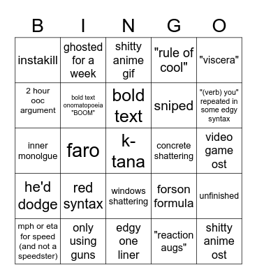 wov discord crp Bingo Card