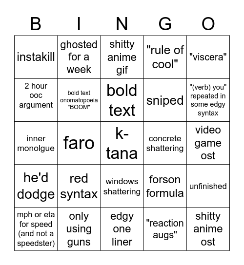 wov discord crp Bingo Card