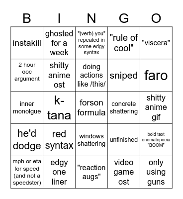 wov discord crp Bingo Card