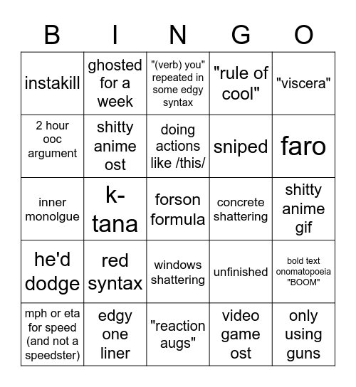 wov discord crp Bingo Card