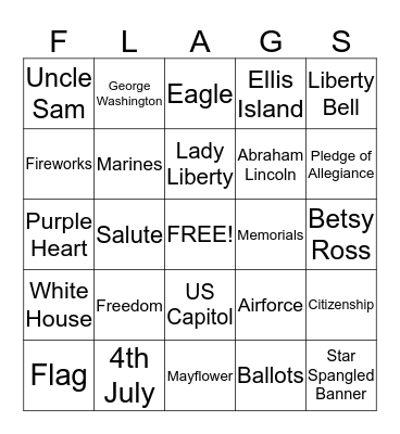 ******PATRIOTIC BINGO****** Bingo Card